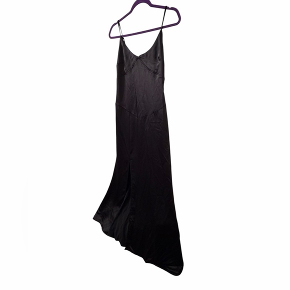 Princess Polly Black Satin Maxi Dress, High Split, Super Sexy, Women’s Size 8 - Picture 3 of 13